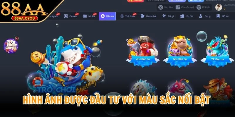 Hình ảnh được đầu tư với màu sắc nổi bật và thiết kế sinh vật biển đa dạng
