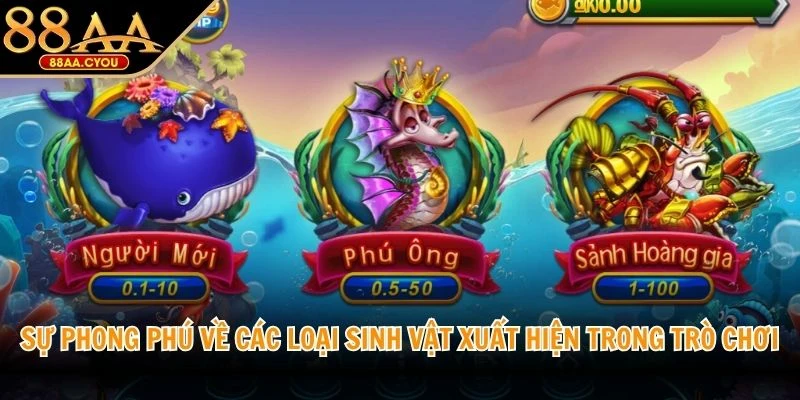 Sự phong phú về các loại sinh vật xuất hiện trong trò chơi