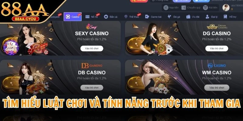 Tìm hiểu luật chơi và tính năng trước khi tham gia