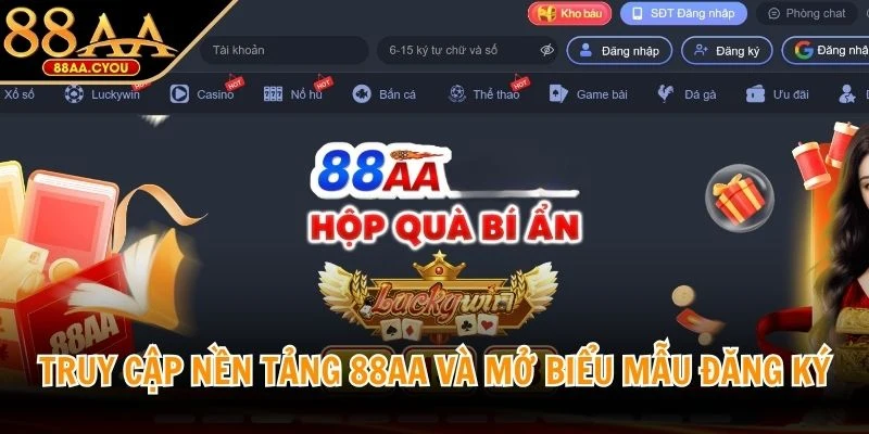 Truy cập nền tảng 88AA và mở biểu mẫu đăng ký