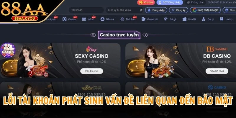 Lỗi tài khoản phát sinh vấn đề liên quan đến bảo mật
