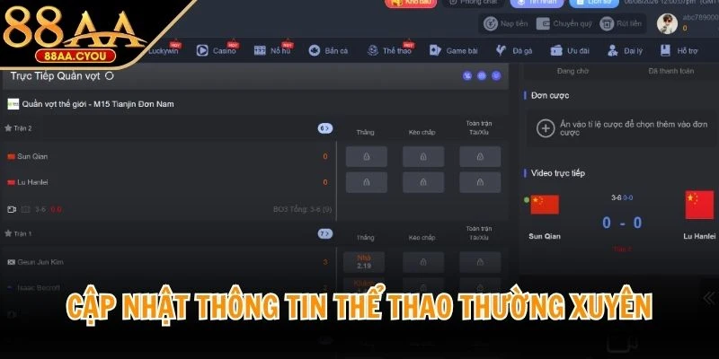 Cập nhật thông tin thể thao thường xuyên để không bỏ lỡ dữ liệu quan trọng